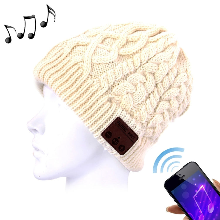 Wavy Textured Knitted Bluetooth Headset Warm Winter Beanie Hat with Mic for Boy & Girl & Adults