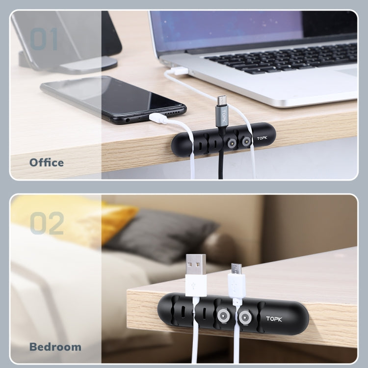 TOPK L35 Desktop Cable Organizer Data Cable Earphone Storage Cable Fixer Magnetic Head Storage Ca...