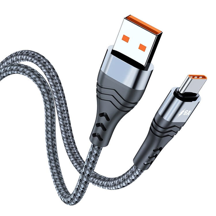 ADC-005 6A USB to USB-C / Type-C Weave Fast Charging Data Cable, 1m, 2m