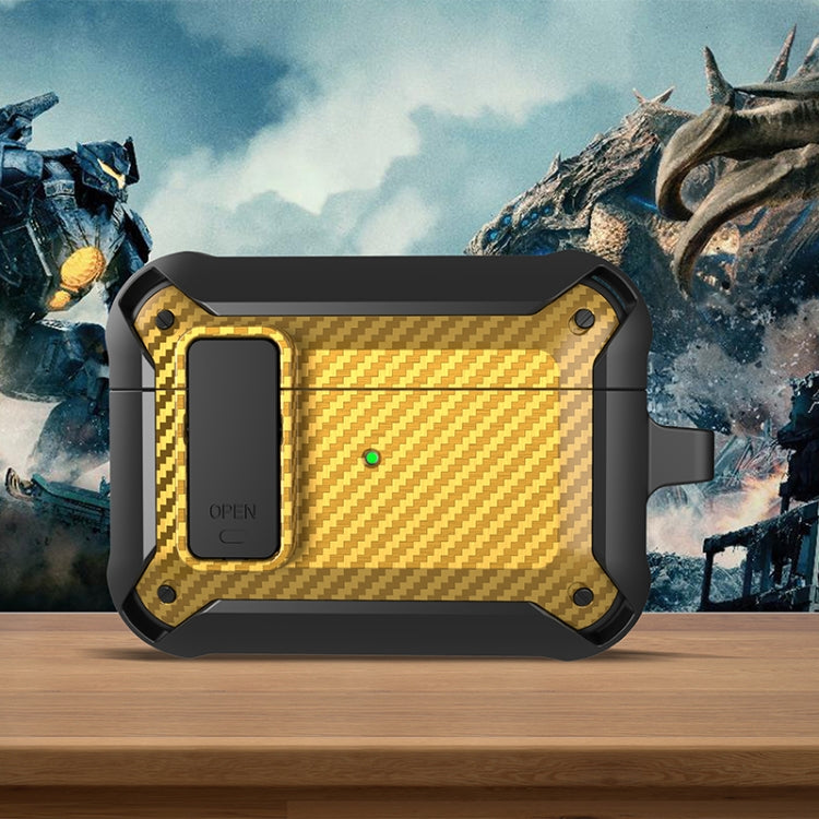 Wireless Earphones Shockproof Bumblebee Carbon Fiber Protective Case with Switch, For AirPods 1/2...