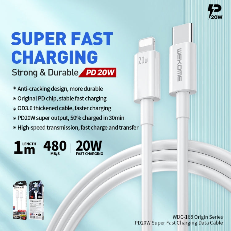 WEKOME WDC-168 Original Series PD 20W USB-C / Type-C to 8 Pin Fast Charge Data Cable, Length: 1m