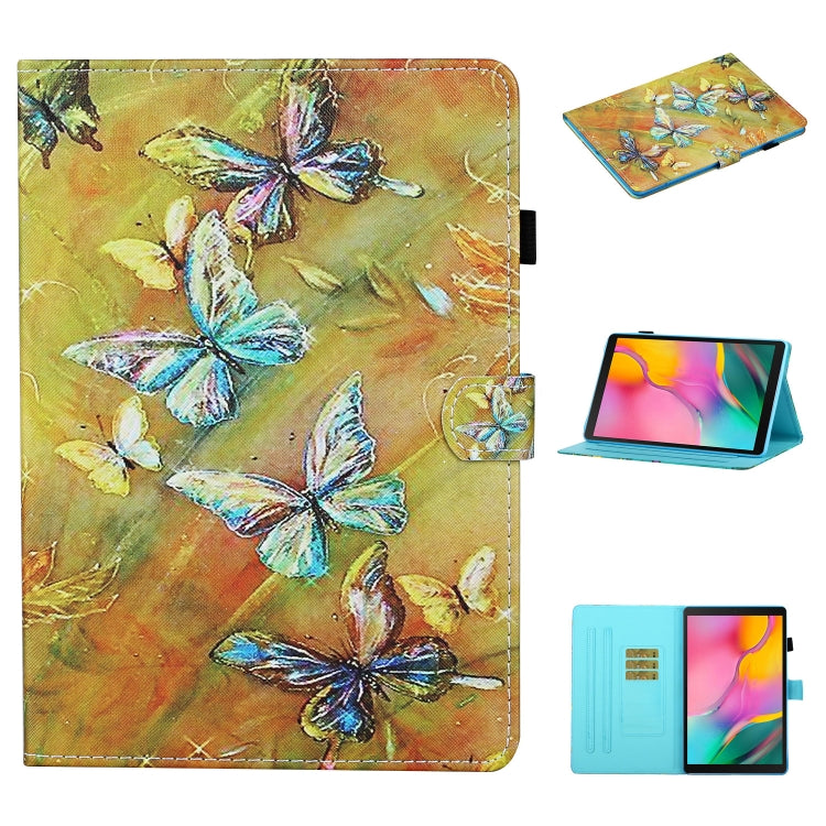 Colored Drawing Stitching Horizontal Flip Leather Case, with Holder & Card Slots