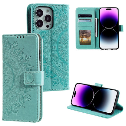 Totem Flower Embossed Leather Phone Case, For iPhone 16 Pro Max, For iPhone 16 Pro