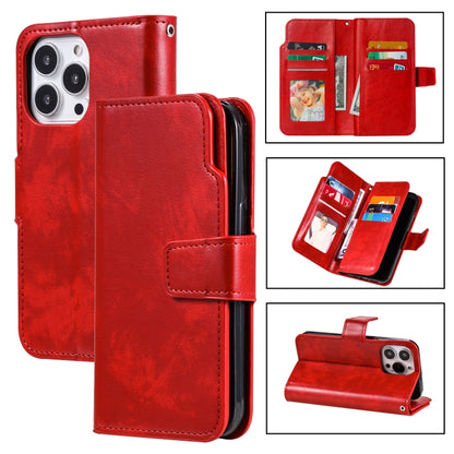 Tri-Fold 9-Card Wallets Leather Phone Case, For iPhone 16 Pro Max, For iPhone 16 Pro