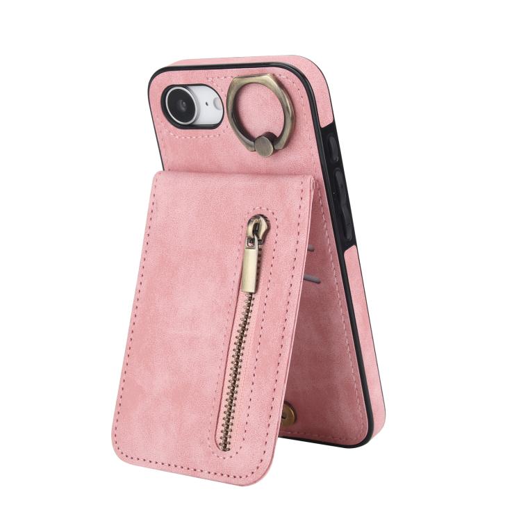 Retro Ring and Zipper RFID Card Slot Phone Case, For iPhone 16e, For iPhone 16 Pro Max