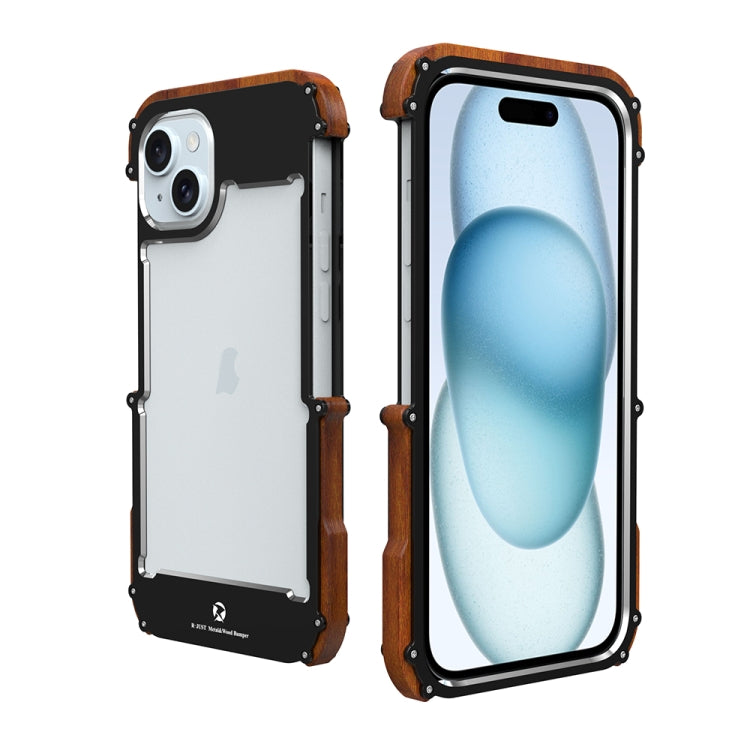 R-JUST Ironwood Generation Metal Hybrid Wood Phone Case, For iPhone 16 Pro Max, For iPhone 16 Pro...