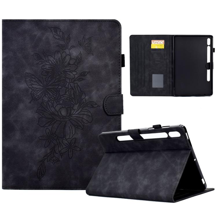Peony Butterfly Embossed Leather Smart Tablet Case