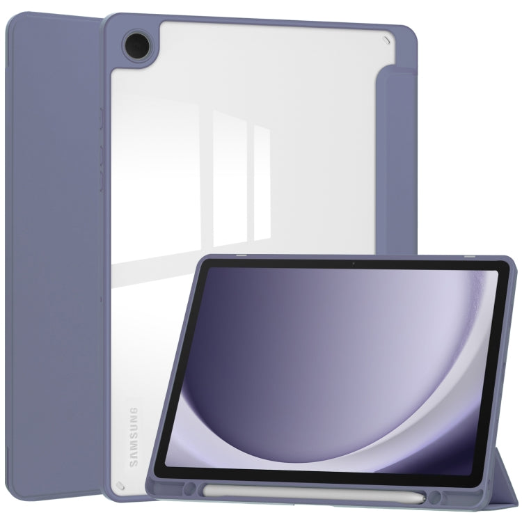 Acrylic 3-folding Smart Leather Tablet Case with Pen Slot