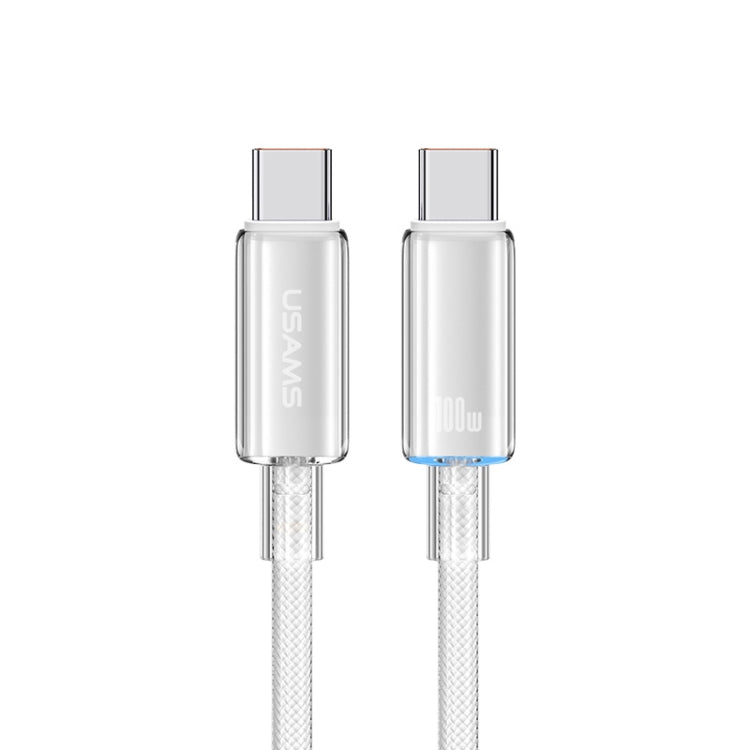 USAMS Type-C To Type-C Aluminum Alloy Clear LED 100W Fast Charge Data Cable, Length:1.2m