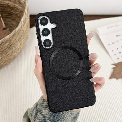 Magsafe Magnetic Ring Cloth Texture Phone Case, For Samsung Galaxy S25 5G