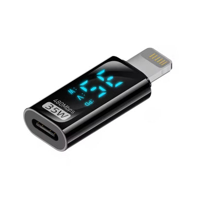 Charging Adapter with Digital Display, 8 Pin Male to Type-C Female 35W