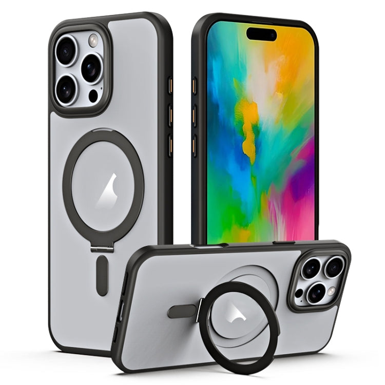 MagSafe Airbag Shockproof Frosted Phone Case with Fold Holder, For iPhone 16 Pro Max