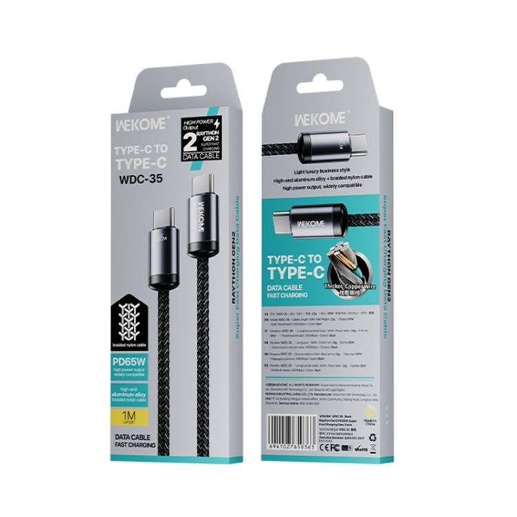 WK WDC-35 Raython Gen2 1m PD65W Type-C to Type-C Fast Charging Data Cable, WDC-35