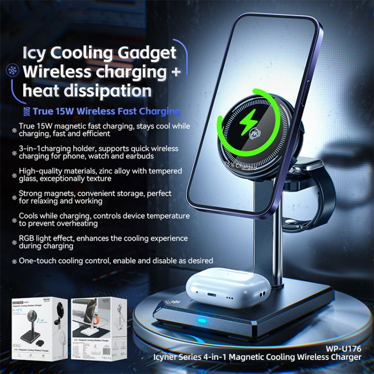 WK WP-U176 15W 4 in 1 Magnetic Cooling Wireless Charging Holder