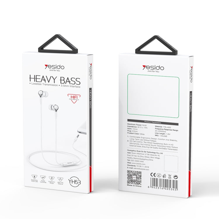 Yesido YH53 3.5mm In-Ear Wired Earphone, Length: 1.2m