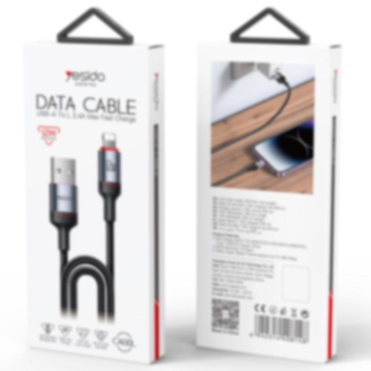 Yesido CA130L 12W 2.4A USB to 8 Pin Charging Data Cable, Length: 2m