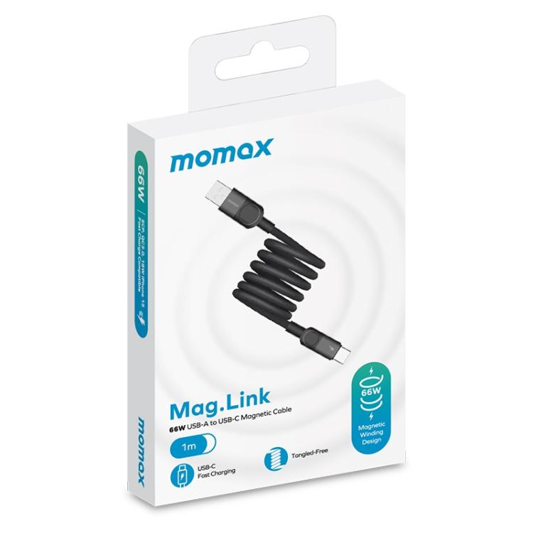 MOMAX Mag.Link DA57 66W USB to USB-C / Type-C Magnetic Braided Fast Charging Cable, 1m