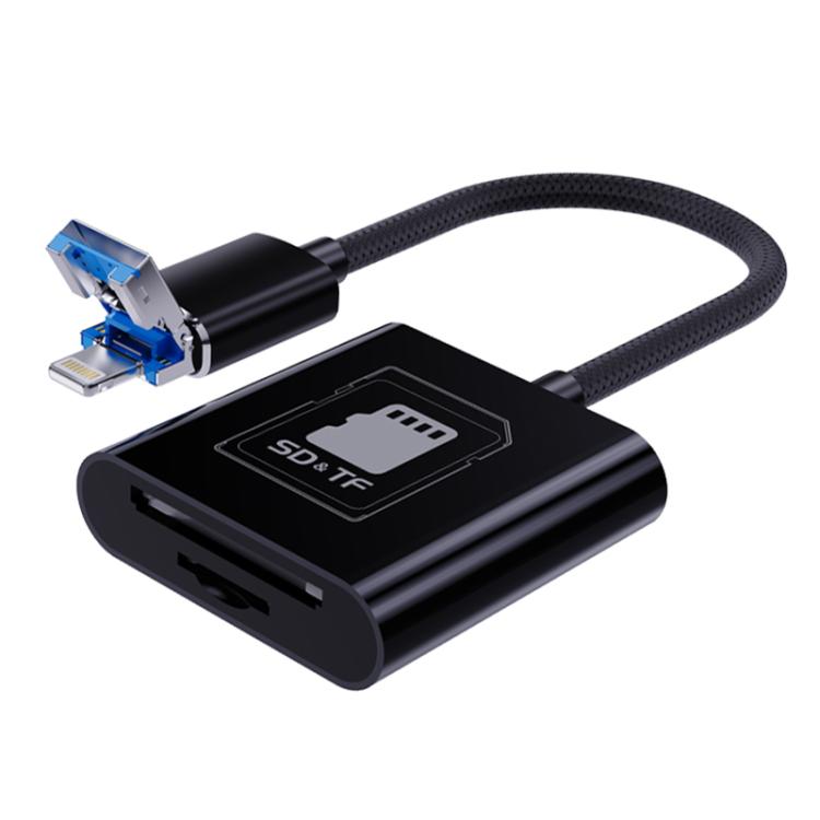 2 in 1 SD + TF Card Slot Reader, Type-C, USB+8 Pin