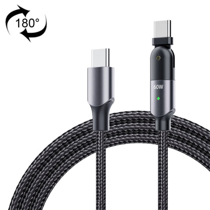 60W 3A USB-C / Type-C to Type-C 180 Degree Rotating Elbow Fast Charging Cable, 1.2m 60W PD