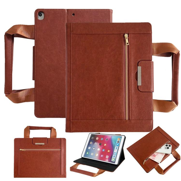 Zipper Handle Retro Smart Leather Tablet Case