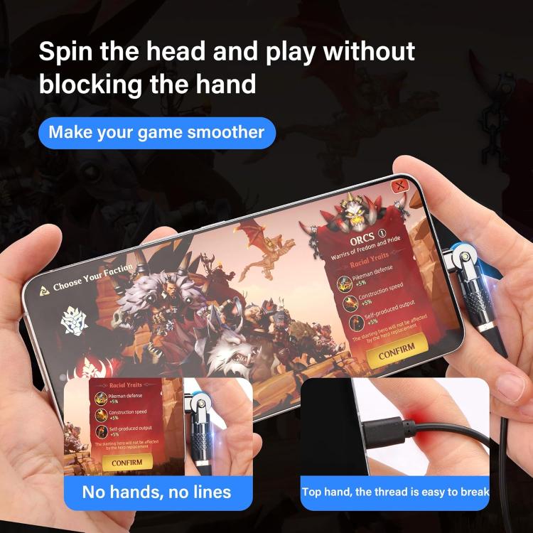 3A Metal 180 Rotating with Light Charge Adapter, Micro USB Male to Micro USB Female