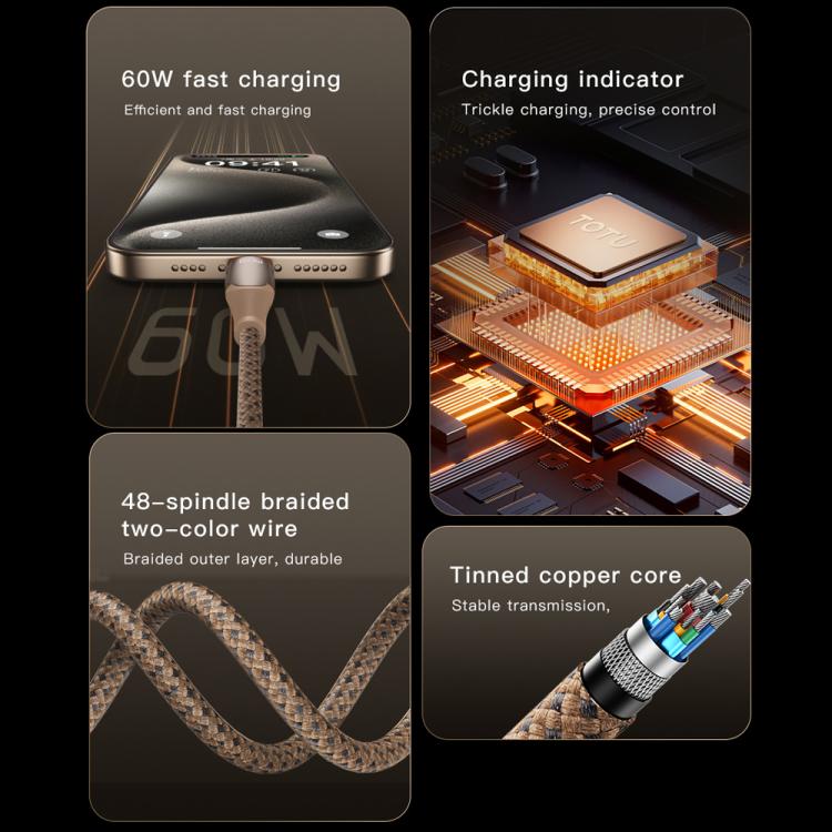 TOTU CB-17-PD 30W USB-C / Type-C to 8 Pin Smart Power-off Data Cable, CB-17-PD