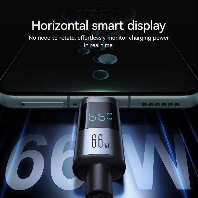 JOYROOM S-A16 Pro Prism Series 66W Digital Display USB to Type-C Fast Charging Data Cable, Length...