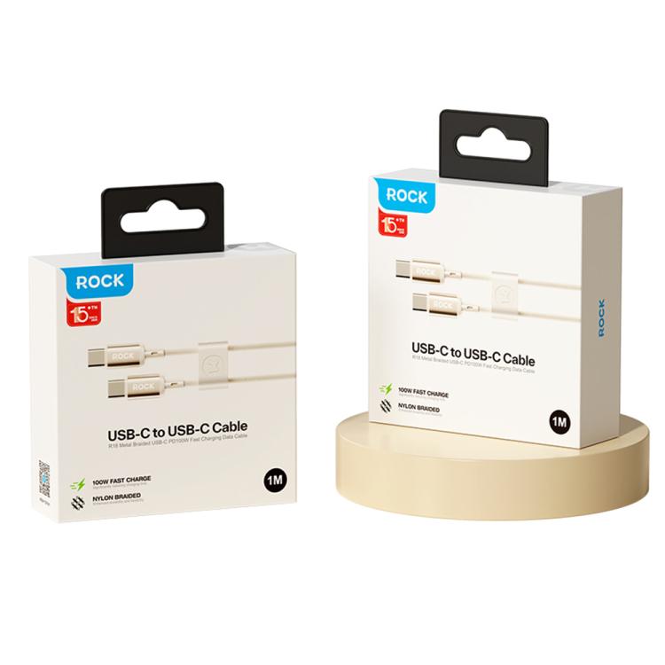 ROCK R18 Type-C to Type-C PD100W Metal Braided Fast Charging Data Cable