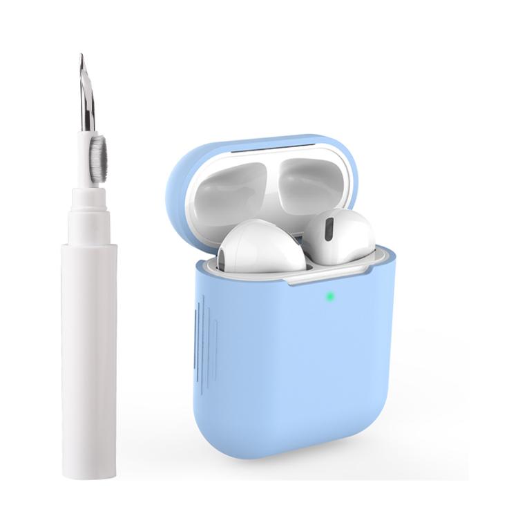 Silicone Buckleless Earphone Protective Case with Cleaning Pen, For AirPods 1 / 2