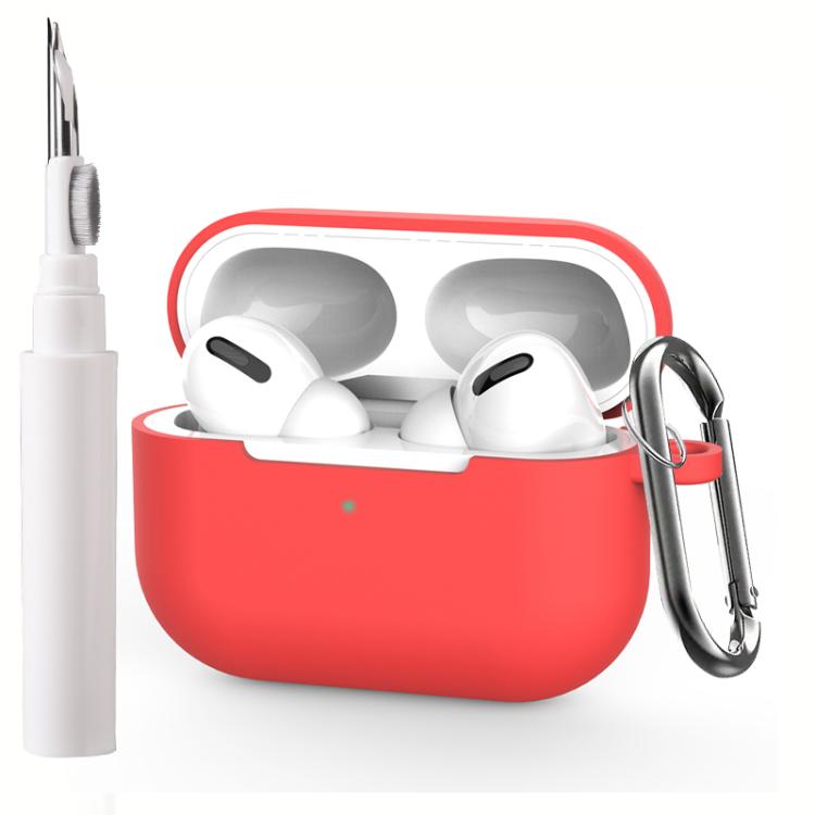 Silicone Earphone Protective Cover with Cleaning Pen + Hanging Buckle, For AirPods Pro