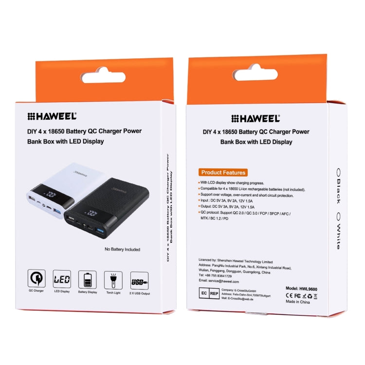 HAWEEL DIY 4x 18650 Battery Dual-way QC Charger