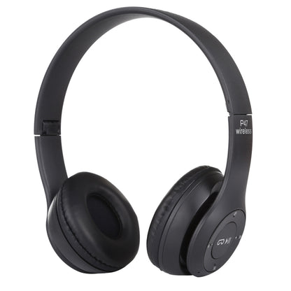 P47 Foldable Wireless Bluetooth Headphone with 3.5mm Audio Jack, Support MP3 / Call, P47 Black