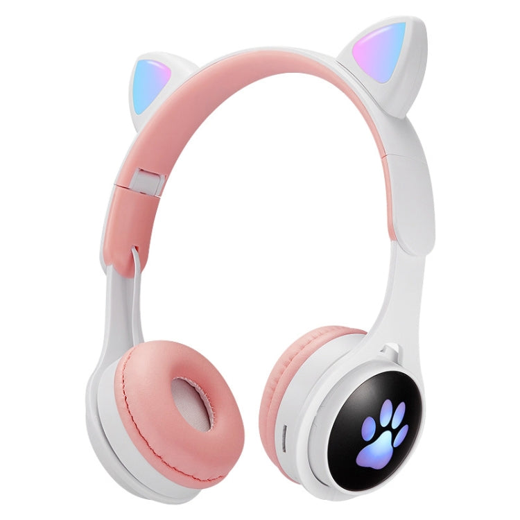 B30 Cat Paw Cat Ears Colorful Luminous Foldable Bluetooth Headset with 3.5mm Jack & TF Card Slot