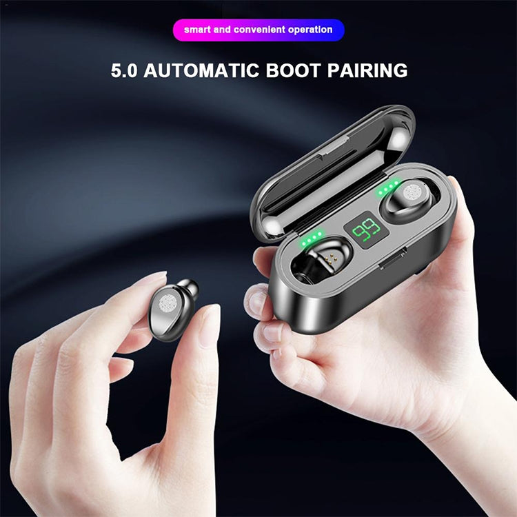 F9 TWS V5.0 Touch Control Binaural Wireless Bluetooth Headset with Charging Case and Digital Disp...