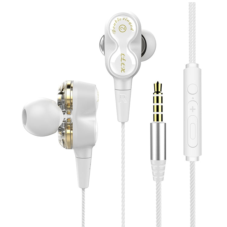 D12 1.2m Wired In Ear 3.5mm Interface Stereo Wire-Controlled HIFI Earphones Dual-motion Loop Runn...