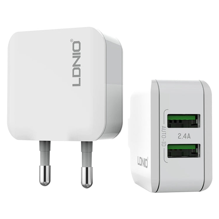 LDNIO A2201 2.4A Dual USB Charging Head Travel Direct Charge Mobile Phone Adapter Charger With 8 ...