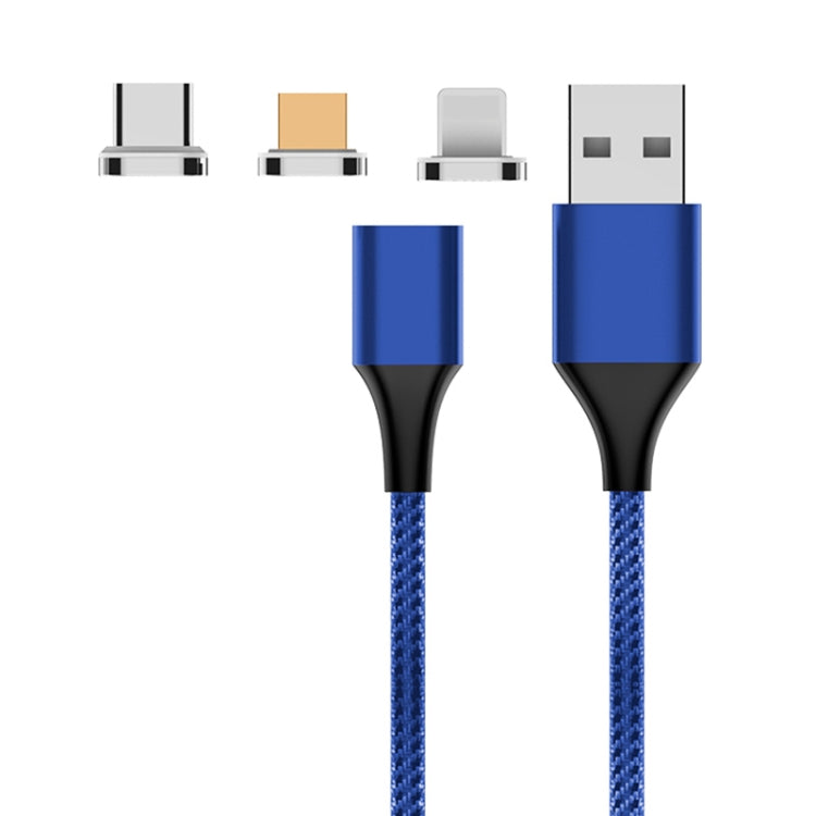 M11 3 in 1 3A USB to 8 Pin + Micro USB + USB-C / Type-C Nylon Braided Magnetic Data Cable, Cable ...