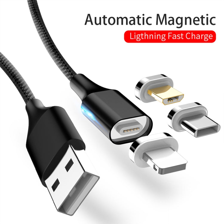 M11 3 in 1 3A USB to 8 Pin + Micro USB + USB-C / Type-C Nylon Braided Magnetic Data Cable, Cable ...