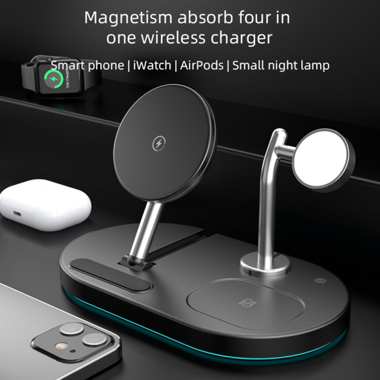 S20 4 in 1 15W Multifunctional Magnetic Wireless Charger with Night Light & Holder for Mobile Pho...