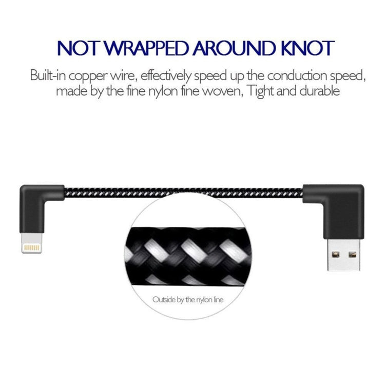 1m 2A USB to 8 Pin Nylon Weave Style Double Elbow Data Sync Charging Cable, 1m 8 Pin 2A