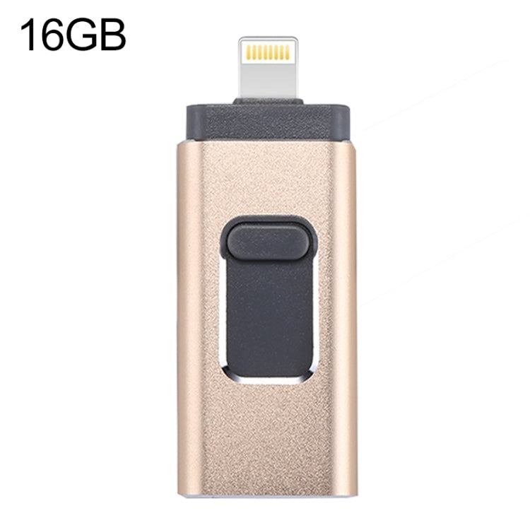 easyflash RQW-01B 3 in 1 USB 2.0 & 8 Pin & Micro USB 16GB Flash Drive, RQW-01B Black, RQW-01B Gol...