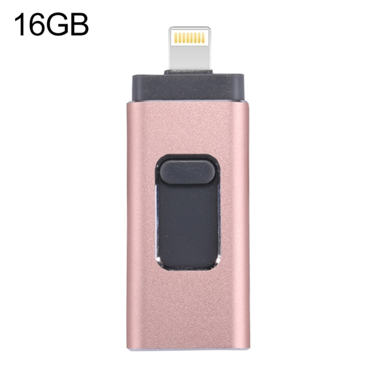 easyflash RQW-01B 3 in 1 USB 2.0 & 8 Pin & Micro USB 16GB Flash Drive, RQW-01B Black, RQW-01B Gol...