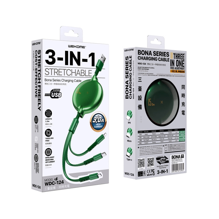 WK WDC-124 8 Pin + Type-C + Micro USB Charging Data Cable