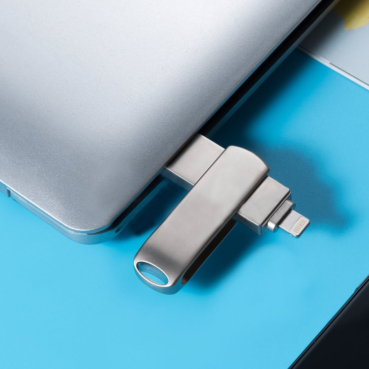 Richwell 3 in 1 64G Micro USB + 8 Pin + USB 3.0 Metal Rotating Push-pull Flash Disk with OTG Func...