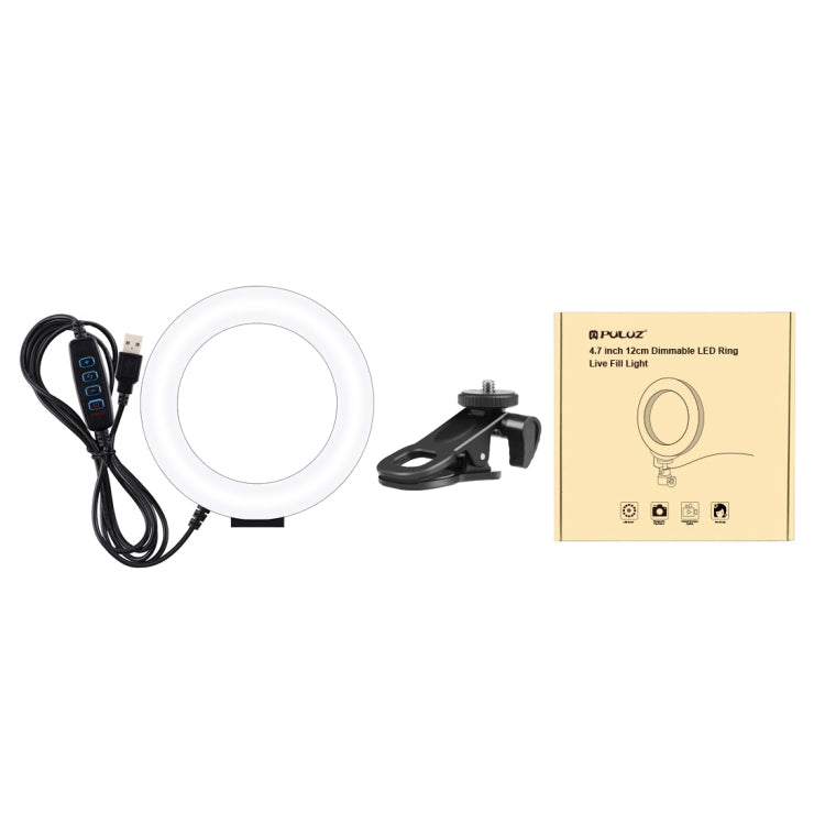 PULUZ 4.7 inch 12cm Ring Selfie Light + Monitor Clip