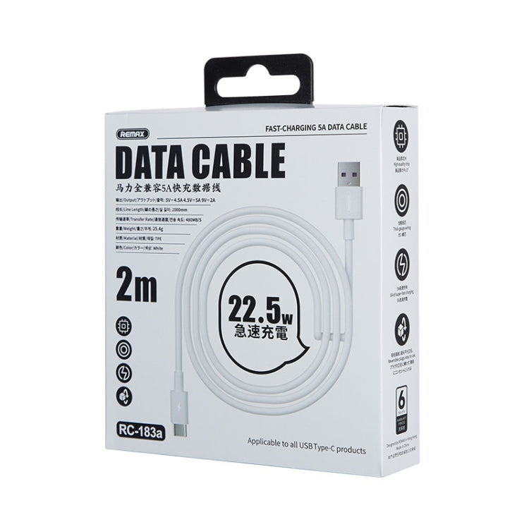 REMAX Marlik Series RC-183a 22.5W 5A USB to USB-C / Type-C Interface Fully Compatible Fast Chargi...