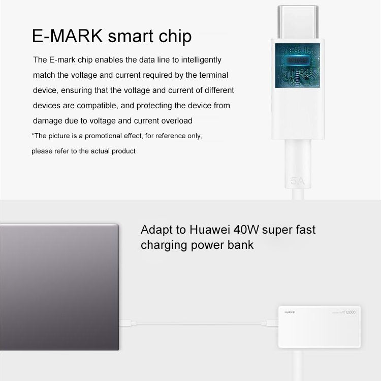 Original Huawei CP43 5A USB-C / Type-C to USB-C / Type-C Fast Charging Data Cable, Cable Length: 1m