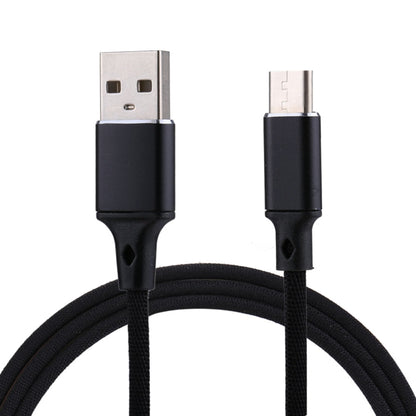 1m 2A Output USB to USB-C / Type-C Nylon Weave Style Data Sync Charging Cable, 2A Black, 2A Pink