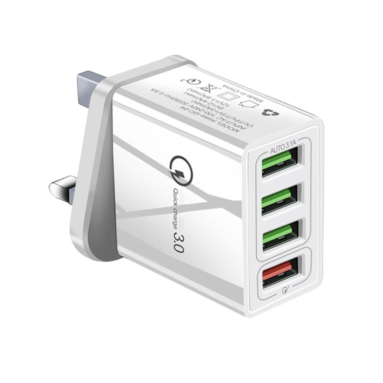 30W QC 3.0 USB + 3 USB 2.0 Ports Mobile Phone Tablet PC Universal Quick Charger Travel Charger, U...