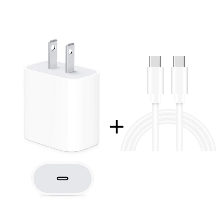 2 in 1 Single USB-C / Type-C Port Travel Charger + 3A PD 3.0 USB-C / Type-C to USB-C / Type-C Fas...